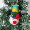 Rainbow Top Hat Snowman and Heart Handmade Felt Ornaments, Set of 2