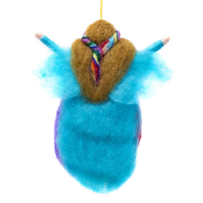 Rainbow Fairy Blue Wings Handmade Felt Ornament