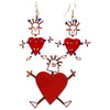 Dancing Heart Earrings and Pin Set in Red
