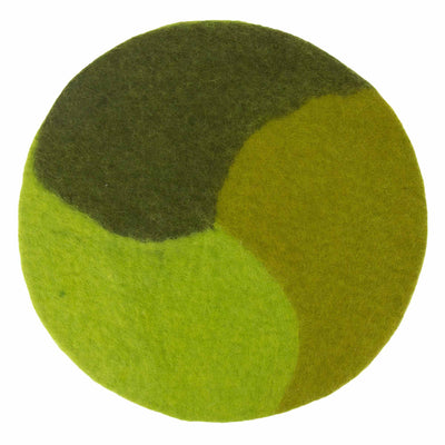 Handmade Felt Paisley Placemat Chargers in Avocado Green, Set of 4