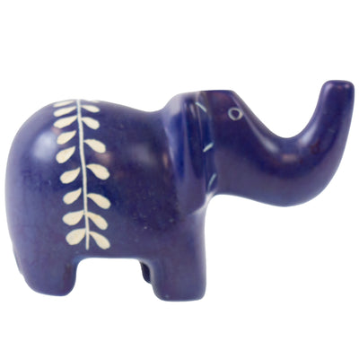 Soapstone Elephant - Medium - Dark Blue