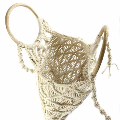 Macrame Bag with Wooden Handle