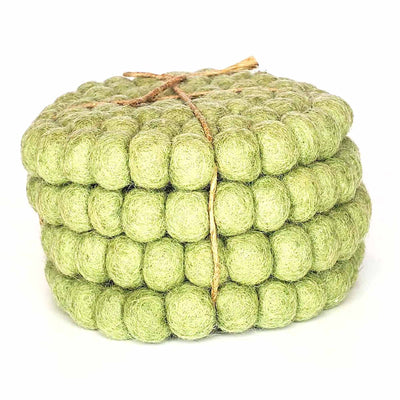 Sage Felt Ball Coasters, Set of 4