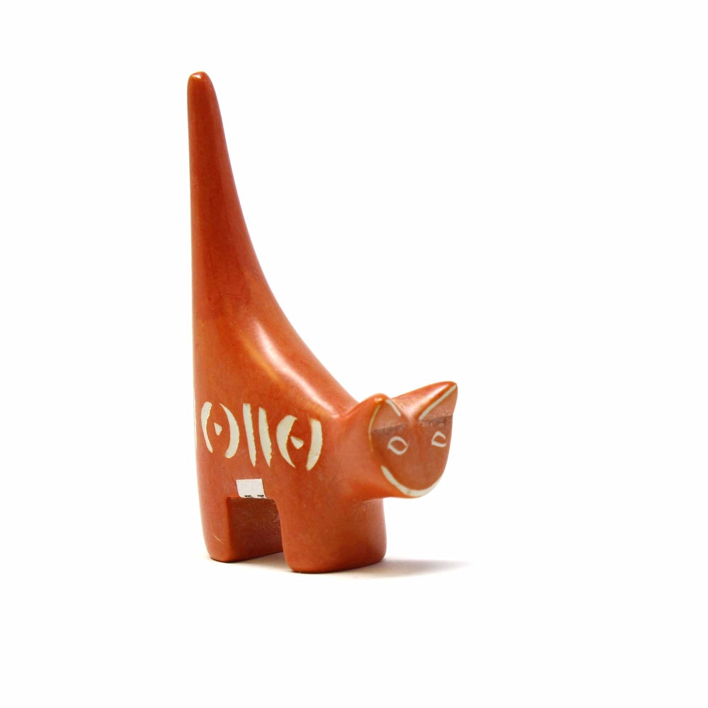 Soapstone Cat - Small - Orange