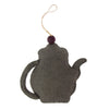 Handcrafted Felt Coffee Pot & Coffee Mug Ornament Set, Stone Grey