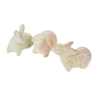 Soapstone Carved Floppy Bunnies, 3-Piece Set