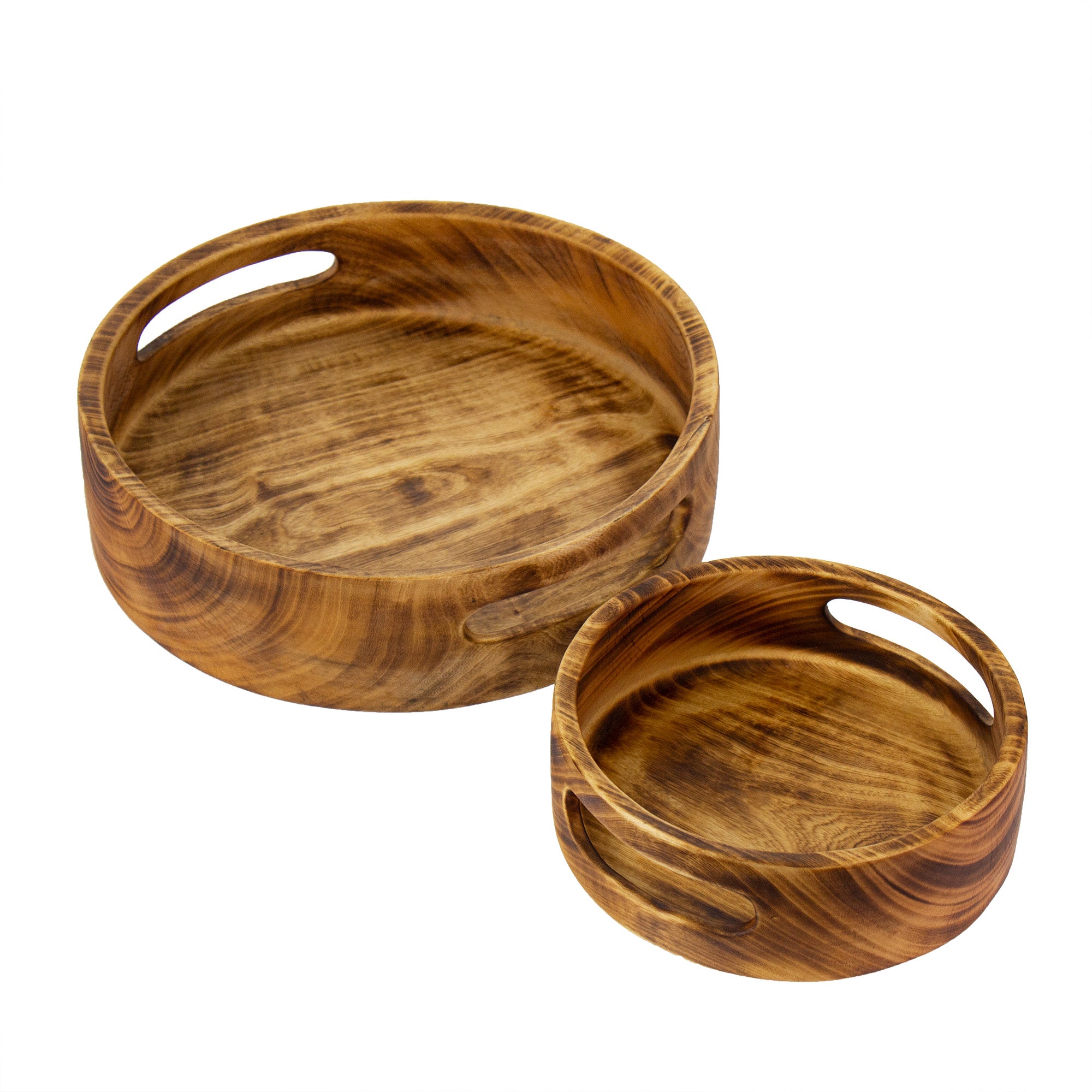 Nested Jacaranda Wood Trays with Handle, Set of 2