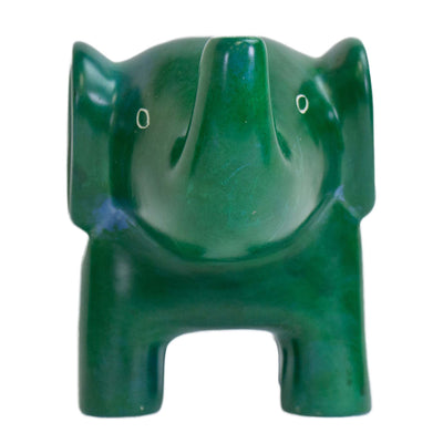 Extra Large Soapstone Elephant Sculpture - Green