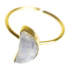 Handmade Moonstone Stone Crescent Moon Golden Brass Ring