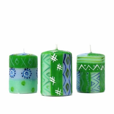 Unscented Hand-Painted Votive Candles, Boxed Set of 3 (Farih Design)