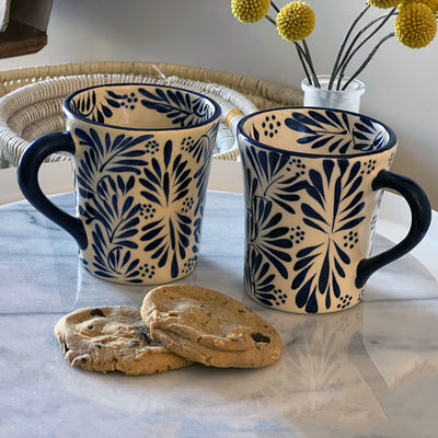 Encantada Mexican Handmade Pottery Set of 2 Mugs, Plumeodo