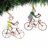 Recycled Wire Ornament Bicycle Rider in Hat, Set of 2