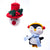 Happy Penguin and Top Hat Santa Handmade Felt Ornaments, Set of 2