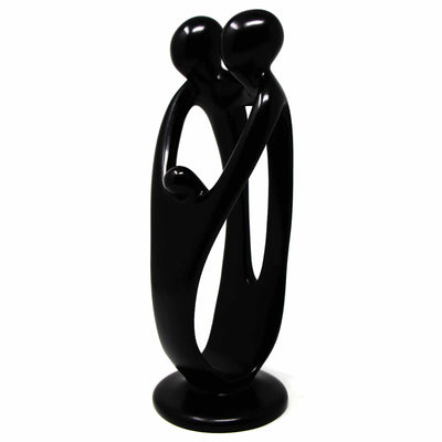 Soapstone Family 2 Parents 1 Child 10 inch- Painted Black