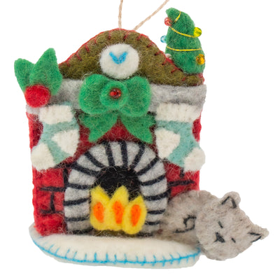 Night Before Xmas Cat Handmade Felt Ornament