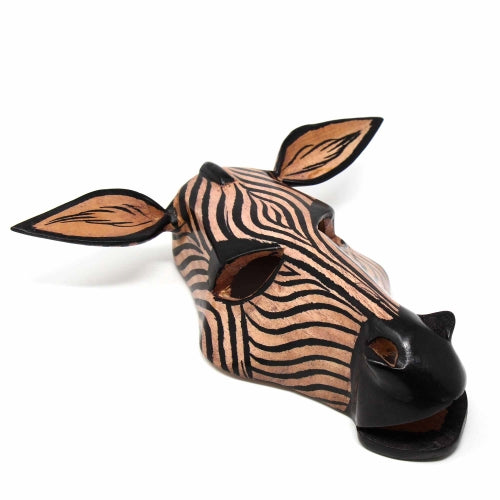 Hand-carved Wooden African Zebra Mask