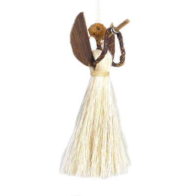 Set of 2 3.5in Sisal Angel Ornaments - Musical