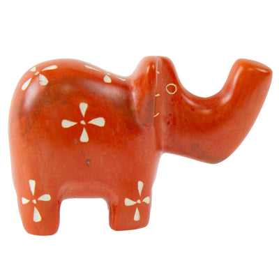 Soapstone Elephant - Medium - Orange