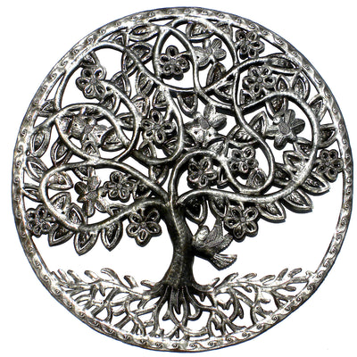 Celtic Spring Tree of Life Ringed Haitian Steel Drum Wall Art, 23"