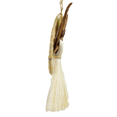 Angel Swinging on Crescent Moon Ornament, Sisal and Banana Fiber