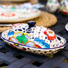 Encantada Handmade Pottery Butter Dish, Dots & Flowers