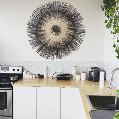 Global Crafts Large and Small Sun Circle Wall Decor, Charcoal Burst