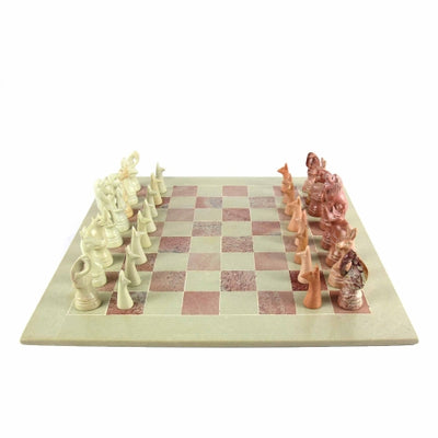 Hand Carved Soapstone Safari Animal Chess Set