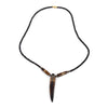 Bone Tooth Necklace on Leather Chain with Brass Closure- Black with Etch