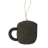 Coffee Cup Felt Ornament, Grey