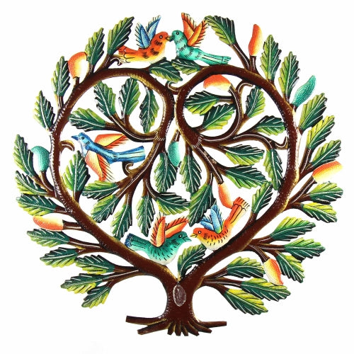 Tree of Life Heart Haitian Steel Drum Wall Art, 24"