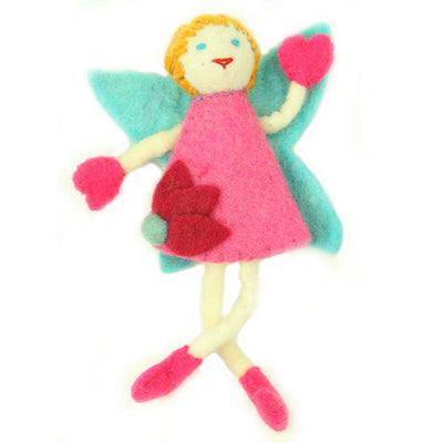 Hand Felted Tooth Fairy Pillow - Blonde with Pink Dress
