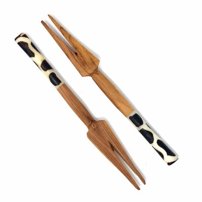 Olive Wood Fork with Bone Handle 6 inch, Set of 2