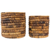 Handwoven Banana Fiber Stacked Baskets, Two Nested