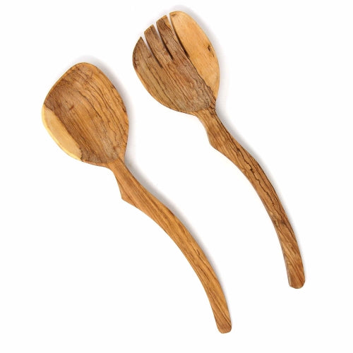 Curved Olive Wood Serving Set, 13.5 inch