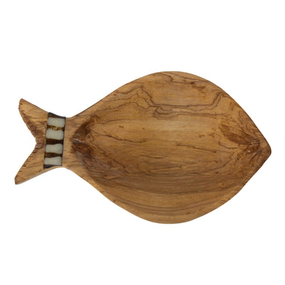 Fish Design Nested Olive Wood Serving Bowls, Set of 3