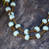 Haiti Clay Bead Long Necklace, Mint Blue