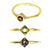 Handmade Gemstone 18K Gold-Plated Stackable Rings, Set of 3