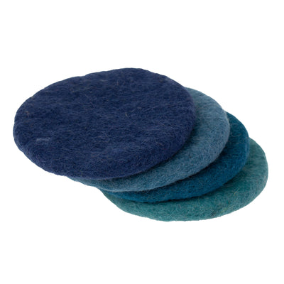 Handmade Felt Macaroon Coasters, Set of 4: Tidepool