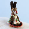 Handmade Sledding Dasher Reindeer Felt Ornament