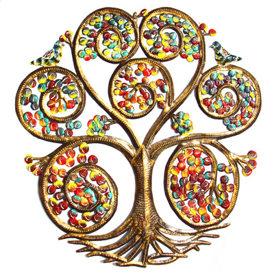 Autumn Spiral Tree of Life Haitian Steel Drum Wall Art, 24"