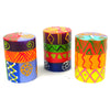 Unscented Hand-Painted Votive Candles, Boxed Set of 3 (Shahida Design)