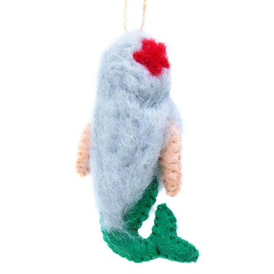 Holiday Mermaid Handmade Felt Ornaments, Set of 2