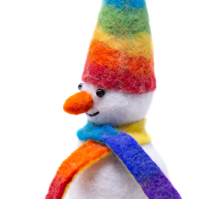 Rainbow Heart and Frosty Handmade Felt Ornaments, Set of 2