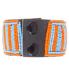Maasai Bead Leather Cuff Bracelet, Orange and Turquoise