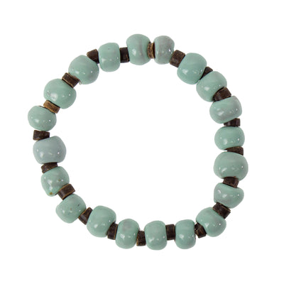 Handcrafted Stackable Set Clay Bead Bracelets from Haitian Artisans, Blue Hues