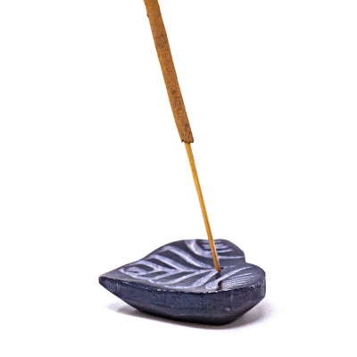 Grey Heart Soapstone Incense Holder with Om Incense Sticks