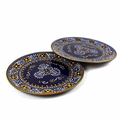 Encantada Handmade Pottery 11.75" Set of 2 Dinner Plates, Blue