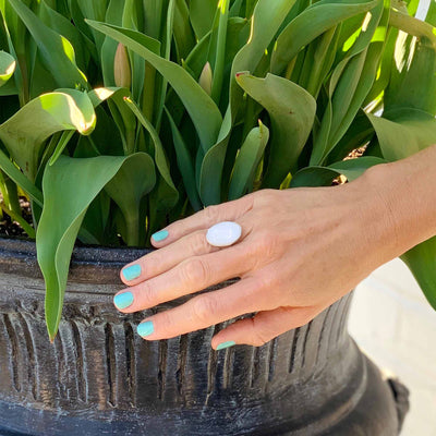 Alpaca Silver Mother-of-Pearl Adjustable Ring