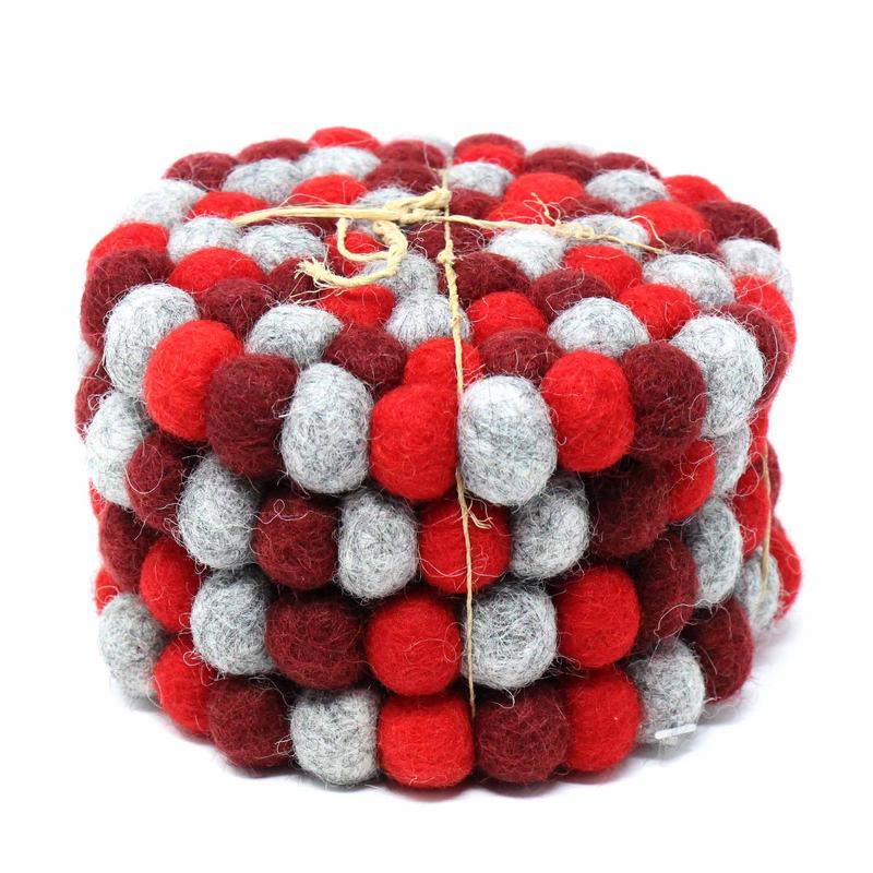 Felt Ball Coasters: 4-pack, Chakra Reds