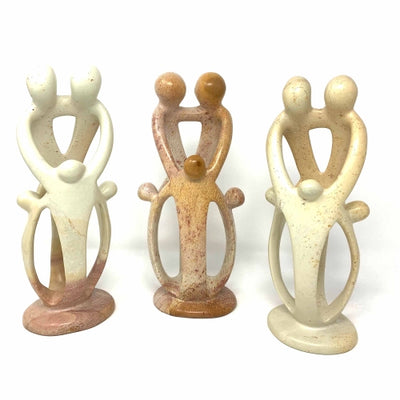 Natural Soapstone Family Sculpture - 2 Parents, 3 Children